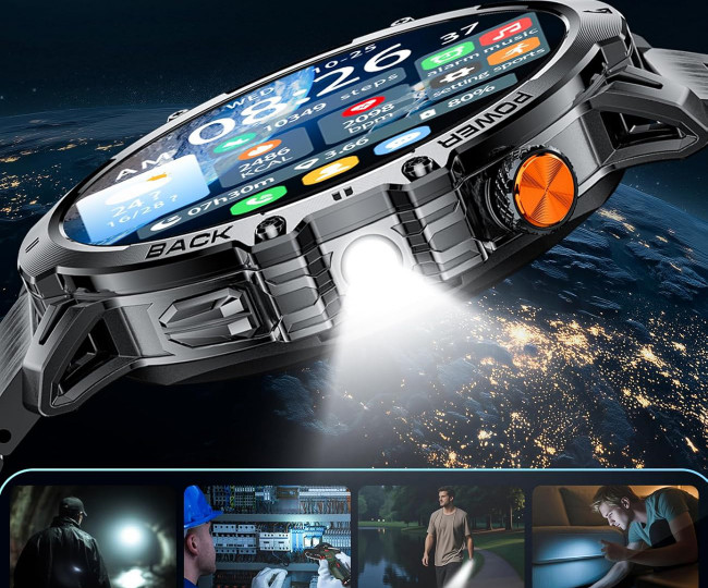 LIGE Military Smartwatch Men - 1000 mAh/1.85 Inch HD